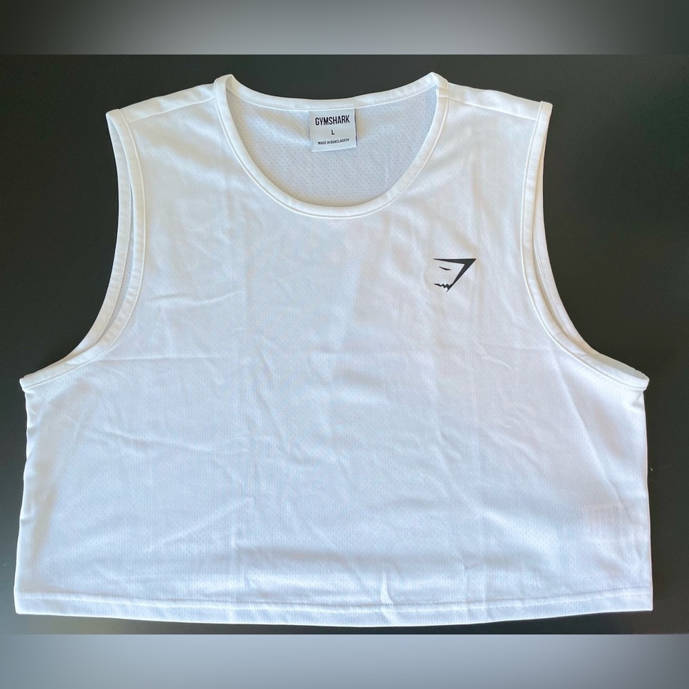 White Gymshark Cropped Tank Mesh